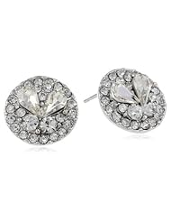 Betsey Johnson "Crystal Rhodium" Crystal Gem Round Stud Earrings