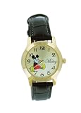 Disney #MCK615 Women's Mickey Mouse Black Leather Strap Watch