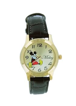 Disney #MCK615 Women's Mickey Mouse Black Leather Strap Watch