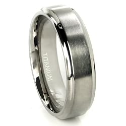 Titanium7mmConcaveEdgeWeddingBandRingSz14.0
