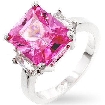 Click here to buy Ladies RINGS STERLING SILVER & VERMEIL W COLORED CZ - Pink Engagement by ToltecTraders.com.