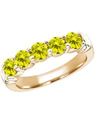 1.35 Ct Round Canary SI1/SI2 Diamond 925 Yellow Gold Plated Silver Ring