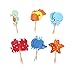 iMagitek 48 Pcs Ocean Sea Animal Cupcake Toppers for Under the Sea Theme Party and Kids Birthday Party