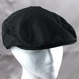 LINEN COTTON TEXTURED IVY DRIVING GOLF CAP HAT SPRING BLACK MESH LINING SMALL / MEDIUM