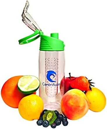 Fruit Infuser Water Bottle by Centrifuze - 25 oz, Dishwasher safe, Eco-friendly, BPA Free, Leak-proof, Impact Resistant Sport Tritan Bottle with Carrying Hook and Flip-Lid top (multiple color options)