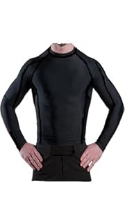 Men's Compression Shirt Long Sleeve (Black/Black, Large)