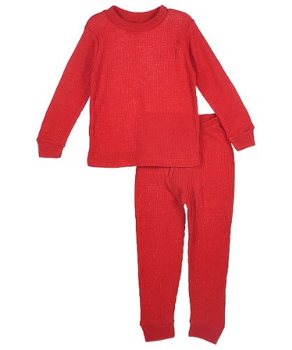 Snozu Basics Boys 2-Piece Performance Thermal Long Underwear (Sizes 8 - 16) - cranberry, 10/12