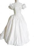 Ivory Glamour Short Sleeve Textured Silk Bridal Gown Wedding Dress, Size 8-10, BC27