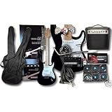 FULL SIZE ELECTRIC GUITAR PACKAGE IN BLACK WITH 15 WATT AMP & ELECTRONIC GUITAR TUNER
