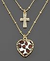 Betsey Johnson Heart and Cross Pendant Necklace