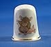 Porcelain China Collectable Thimble - Mouse Sewing Teddy -- Free Gift Box