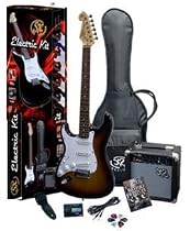EG1K 3TS LH Left Handed Electric Guitar Package with Full Size Electric Guitar, Amp, Carry Bag, and Instructional DVD