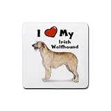 I Love My Irish Wolfhound Rubber Square Coaster (4 pack)