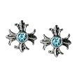 Stud Earrings Sterling Silver - Blue Gem Crosses