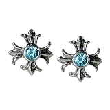 Stud Earrings Sterling Silver - Blue Gem Crosses