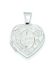 14K White Gold I Love You Heart Locket Jewelry New