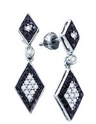 10K White Gold 0.64CT Black Diamond Triangle Fashion Earrings