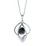 Sterling Silver Pendant with Caged Snowflake Obsidian. Includes 30″ Sterling Silver Cable Chain with lobster claw clasp.
