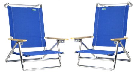 5 pos. Lay Flat Beach Chair - Royal Blue - 2 Chairs included by Copa