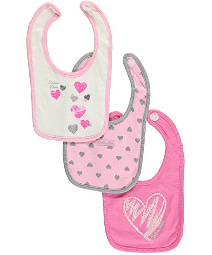 Calvin Klein Infant Girls Pink & Multi Color 3 Pack Heart Print Bibs