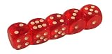 Set of 5 Dice 16mm Glow in the Dark Spots - Red