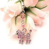 Pink Poodle Cell Phone Charm Strap Cubic Stone