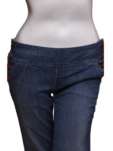 ANLO Lane Sailor Button Front Jeans in Medium Blue Wash