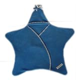Tuppence and Crumble soft fleece baby star wrap cornflower 0-3 months