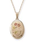 14k Yellow Gold Flower Mom Locket, 18