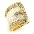 Brass Gold Plated Ring with CZ - Size: 5-10