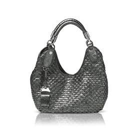Francesco Biasia Miss Allie - Woven Calf Leather Shoulder Bag Grey