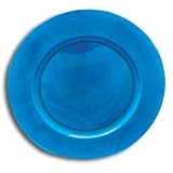 Blue Metallic Plastic Chargers (6 count)