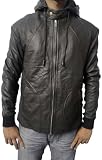 mens Real leather jacket=Rocking hoody jacket=Available sizes XS---5XL
