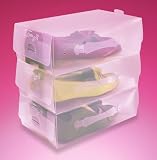 Ladies Clear Plastic Stackable Shoe Storage Boxes - Pack of 5