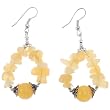 Handmade Golden Yellow Agate Dangle Earrings With Antiqued Silver Accents