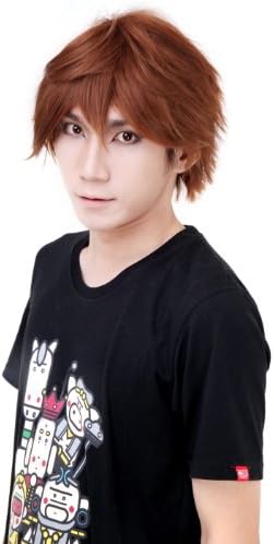 Taobao Building Cosplay Animation Cartoon Character Modeling Hair 12"30cm Short Straight Wig Wavy Hair (Red Brown)
