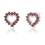 1.25 Carats Round Cut Garnet Earrings in Sterling Silver