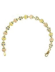 Gold Enamel Bracelet Bracelet Heart W Multi-color Enamel Flowers Bracelet