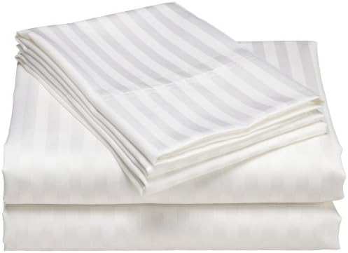 DAWN BEDDING 400-TC 4-Piece 100%Egyptian Cotton Fits 24" Extra Large Deep Pocket Sheet Set Size : Twin Extra Long (Twin-XL) ( Pattern : Stripe Color: White )