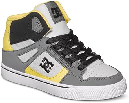 DC Spartan High Skate Shoe (Little Kid/Big Kid),Grey/Black/Yellow,13 M US Little Kid