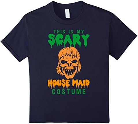 Kids This Is My Scary House Maid Costume Halloween Tshirts 6 Navy
