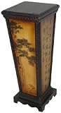 Asian Decor Gifts - 27" Chinese Pine & Calligraphy Decorative Plant Stand Pedestal