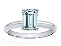 1.50 cttw Genuine Aquamarine Emerald Cut Engagement Ring - 14kt White Gold