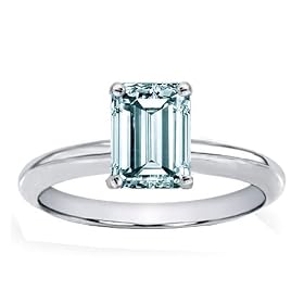 1.00 cts Genuine Aquamarine Emerald Cut Engagement Ring - 14kt White or Yellow... by Finejewelers