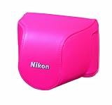 Nikon CB-N2000SD Pink Leather Body Case Set for Nikon 1 J1 Digital Camera