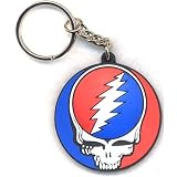 Grateful Dead Rubber Keychain ~Dead Head Stealie Steal Your Face Lightening Bolt Keychain