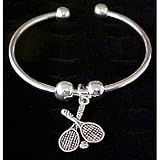 Crossed Racquet Bangle Bracelet