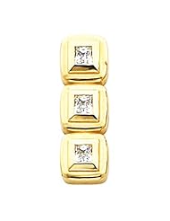 14K Yellow Gold Three-Stone Princess Cut Diamond Earrings - 1.00 Ct. -- LIFETIME WARRANTY