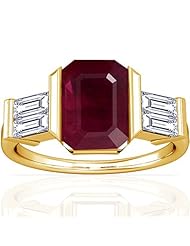 14K Yellow Gold Emerald Cut Ruby Fana Designer Ring