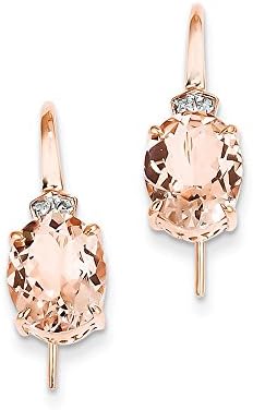14k Rose Gold Diamond and Morganite Dangle Earrings,